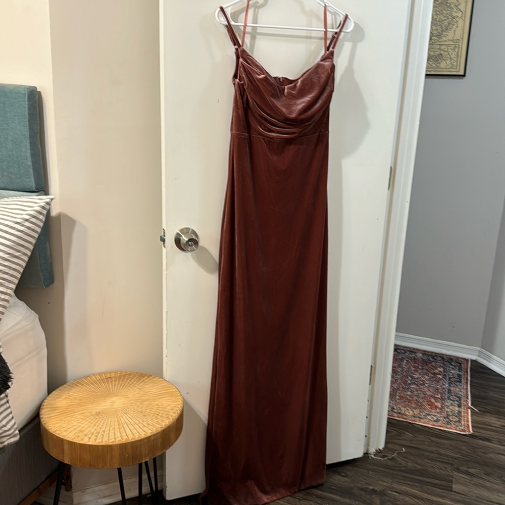Revelry Sky Velvet Gown - Dusty Rose